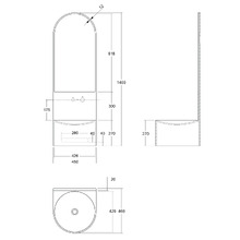 Marrakech 450mm Wall Hung Basin with Integrated Splashback & Mirror